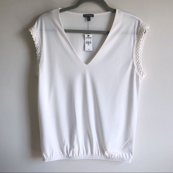 Express Tops - Express Women’s V-Neck Lace Detail Sleeveless Top